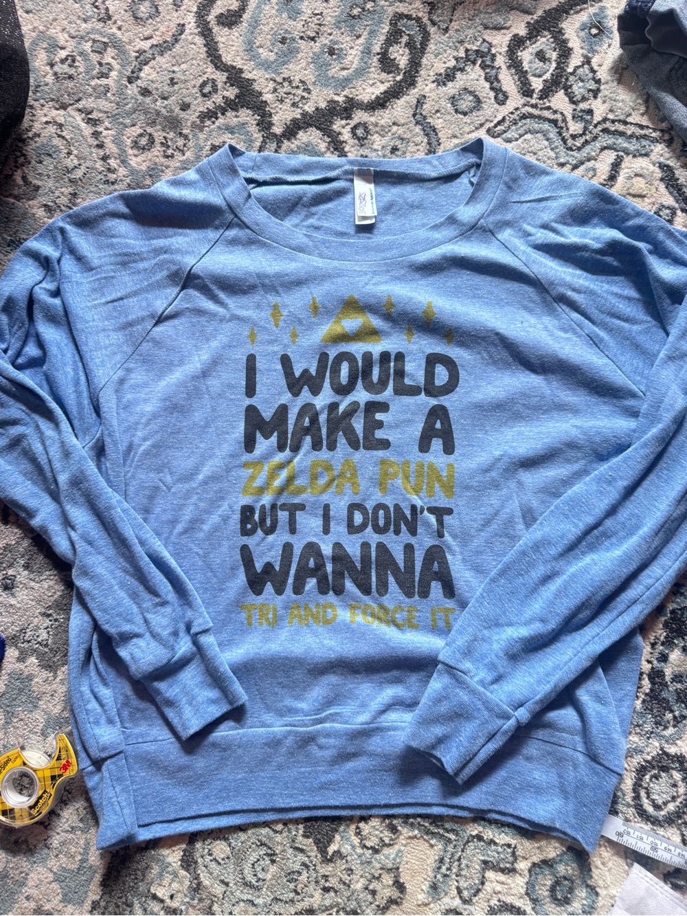 Blue Girls Zelda Pun" Graphic Sweatshirt